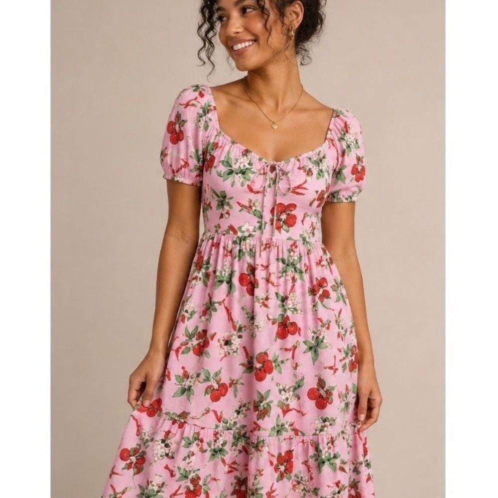 Midi Dress Pink & Cherry pattern UMGEE